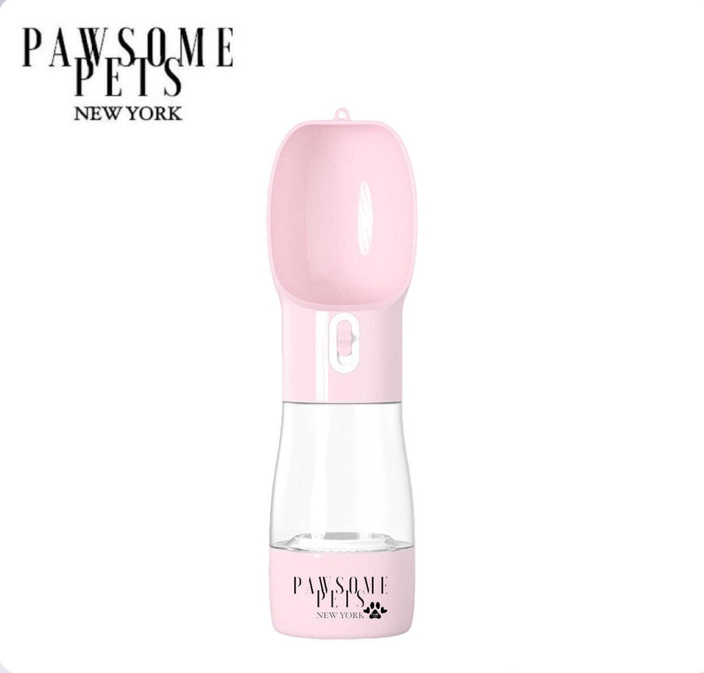 2-in-1-tragbarer Futterautomat für Haustiere – Rosa