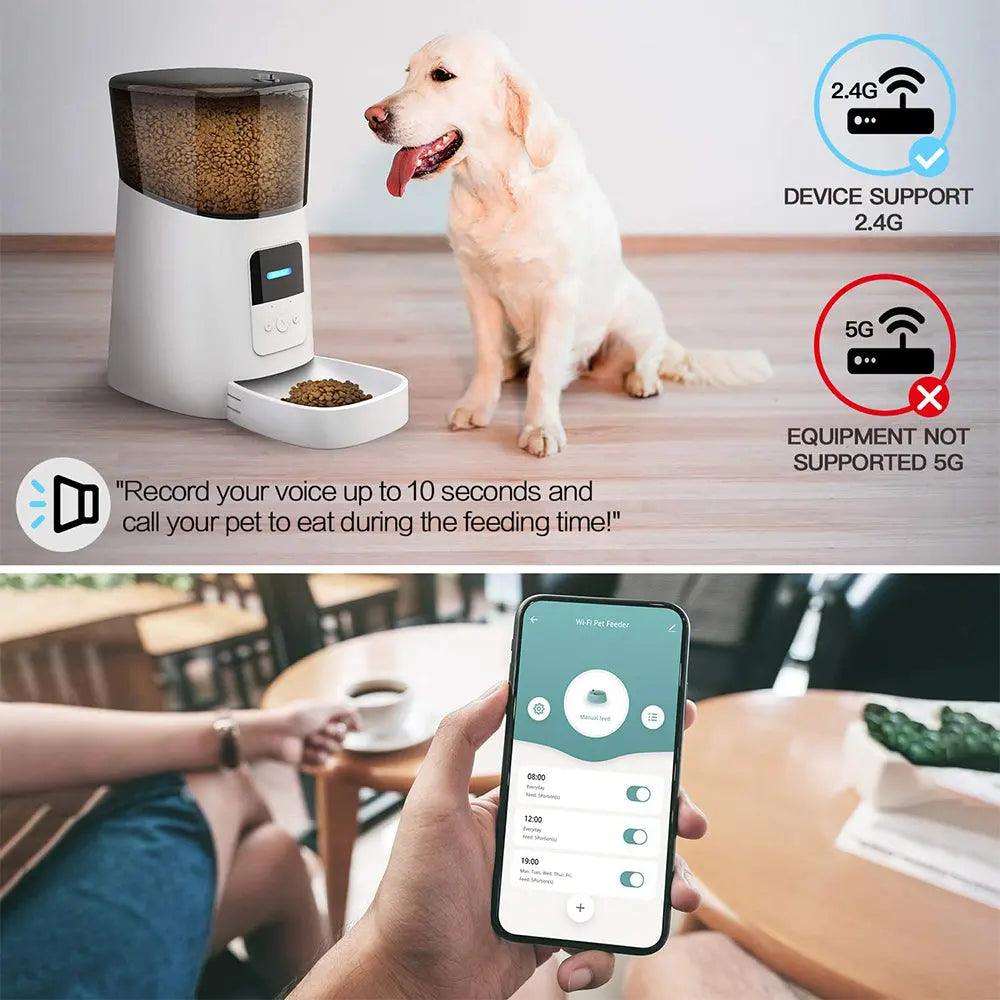 Automatischer Katzenfutterautomat mit WLAN-Funktion, intelligenter Futterspender für Haustiere (Hunde)